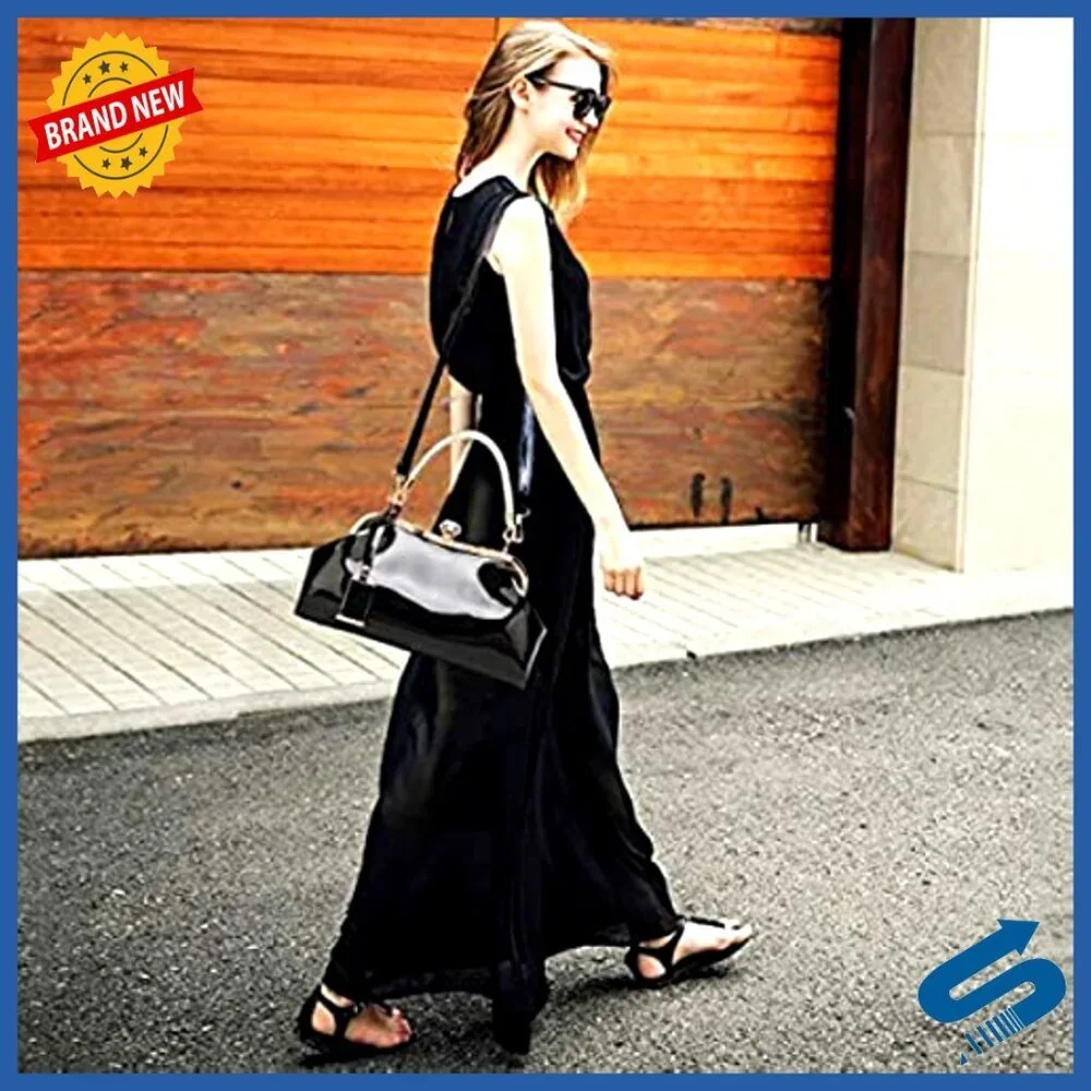Crystal Glossy Patent Leather Tote Evening Handbag Crossbody Shoulder Bag
